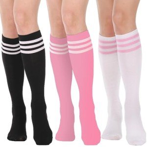 DRESHOW Women's Cotton Knee High Tube Socks - 3 Pairs