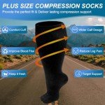 4 Pairs Plus Size Knee High Compression Socks