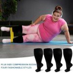 4 Pairs Plus Size Knee High Compression Socks