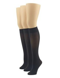 HUE Women's Black Soft Opaque Knee Highs - 3 Pack