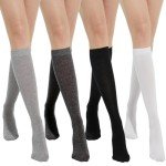Women's Cotton Knee High Fashion Socks - 4 Pairs