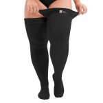 Plus Size Over the Knee High Socks - Black