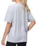 THE GYM PEOPLE Women's Casual Oversized T-Shirts Summer Crewneck Short Sleeve Workout Basic Tee Tops Heather Grey