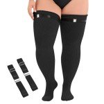 Plus Size Over the Knee High Socks - Black