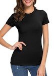 Urban CoCo Women's Crewneck Slim Fitted Short Sleeve T-Shirt Stretchy Bodycon Basic Tee Tops (XS, Black)