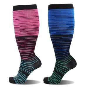 Plus Size Compression Socks for Wide Calves - Blue