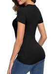 Urban CoCo Women's Crewneck Slim Fitted Short Sleeve T-Shirt Stretchy Bodycon Basic Tee Tops (XS, Black)