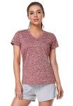 Cosy Pyro 3 Pack Women's Short Sleeve Dry Fit T-Shirts Moisture Wicking Athletic V-Neck Gym Tee Exercise Yoga Tops Black1/Gray/Wine XL