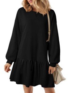 BLENCOT Women's Long Sleeve Pullover Sweatshirt Dress