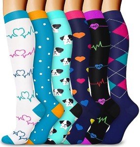 6 Pairs Knee High Compression Socks for Women