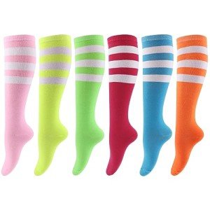 6 Pairs Colorful Striped Knee High Socks