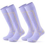 Warm Merino Wool Ski Socks for Women (2 Pairs)