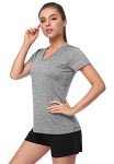 Cosy Pyro 3 Pack Women's Short Sleeve Dry Fit T-Shirts Moisture Wicking Athletic V-Neck Gym Tee Exercise Yoga Tops Black1/Gray/Wine XL