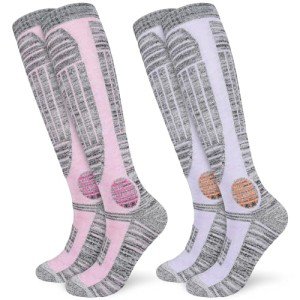 KOOOGEAR Women's Knee High Ski Socks, 2 Pack