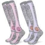 KOOOGEAR Women's Knee High Ski Socks, 2 Pack