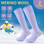 Warm Merino Wool Ski Socks for Women (2 Pairs)