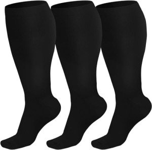 3 Pairs Plus Size Compression Knee High Socks