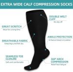 3 Pairs Plus Size Compression Knee High Socks