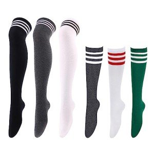 6 Pairs Over Knee Thigh Socks for Women
