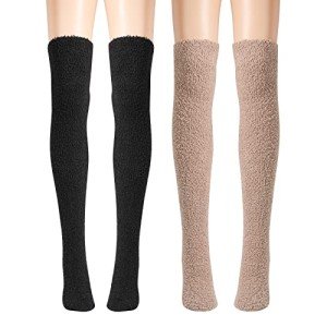 Cozy Fluffy Knee High Socks for Winter - 2 Pairs