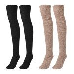 Cozy Fluffy Knee High Socks for Winter - 2 Pairs