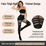 MANZI Women's Fishnet Thigh High Striped Tights