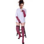 Striped Knee High Socks & Fingerless Gloves Set