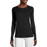 Hanes Women's Sport Cool Dri Long Sleeve Crewneck T-Shirt, Moisture-Wicking Performance Tee, Black - 1 Pack, XX-Large