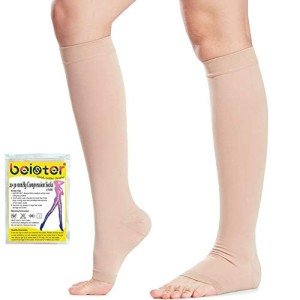 Open Toe Knee High Compression Socks for Women