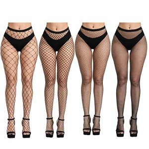 4 Pack Women's High Waist Fishnet Tights