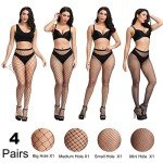 4 Pack Women's High Waist Fishnet Tights
