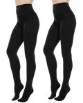 Plus Size Opaque Black Tights with Tummy Control