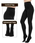 Plus Size Opaque Black Tights with Tummy Control