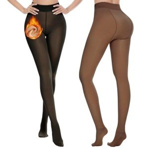 Warm Fleece Lined Tights for Women - 2 Pairs