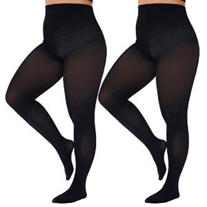 CozyWow Plus Size High Waist Black Tights