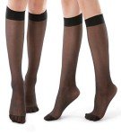 9 Pairs of Black Reinforced Knee High Stockings