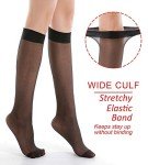 9 Pairs of Black Reinforced Knee High Stockings