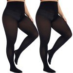 CozyWow Plus Size High Waist Black Tights