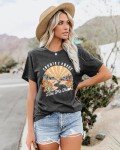 KIMSOONG Women Country Roads Take Me Home Shirt Country Music Tshirts Vintage Graphic Shirts Nashville Short Sleeve Tees Top Dark Grey