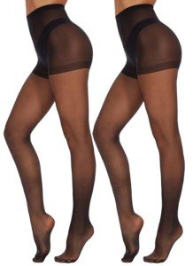 Hiltzo 2 Pairs Women's Control Top Sheer Tights