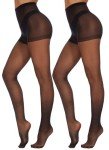 Hiltzo 2 Pairs Women's Control Top Sheer Tights
