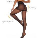 Hiltzo 2 Pairs Women's Control Top Sheer Tights