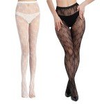 Butterfly Pattern Lace Fishnet Tights - 2PCS