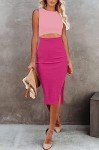 Summer Bodycon Dress with Cutout in Pink/Rose Red