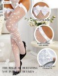 RSLOVE Rhinestone Fishnet Stockings with Bow - White