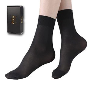FITU Women's Sheer Nylon Black Ankle Tights