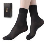 FITU Women's Sheer Nylon Black Ankle Tights