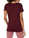 Amazon Essentials Women's 2-Pack Tech Stretch Short-Sleeve V-Neck T-Shirt, Burgundy Space Dye/Black, Medium