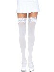 Plus-Size Opaque Thigh Highs with Satin Bow