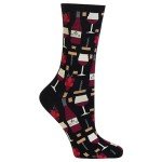 Wine Crew Socks for Women - Black Medium